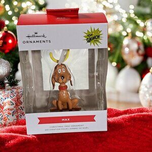Hallmark Dr Seuss The Grinch Max w/ Antlers Holiday Christmas Tree Ornament